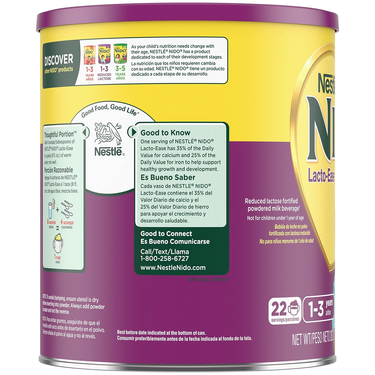 Nestle NIDO Lacto-Ease Toddler Powdered Milk Beverage - 28.2 Oz Canister - Toddler Drink Mix (Pack of 4) - Image 12